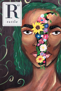 Rattle #65 cover, woman with flowers on face